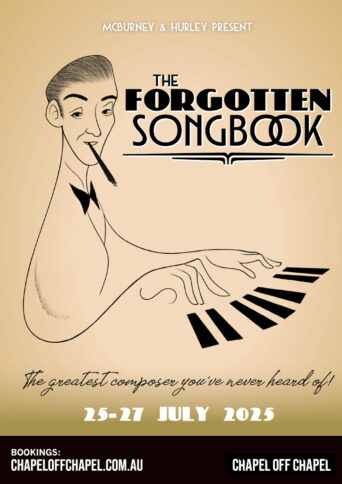 Cartoon illustration of a man at a piano with a cigar in his mouth