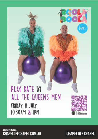 Two people sitting on bouncing balls and laughing