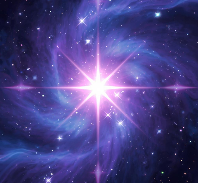 Illustration of a bright star in the galaxy