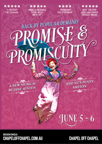 Photo of Penny Ashton in a pink and white summer frock, hat and holding a blue umbrella