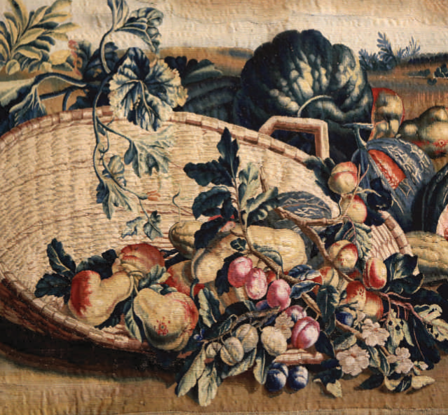 Oil painting of a basket of fruit